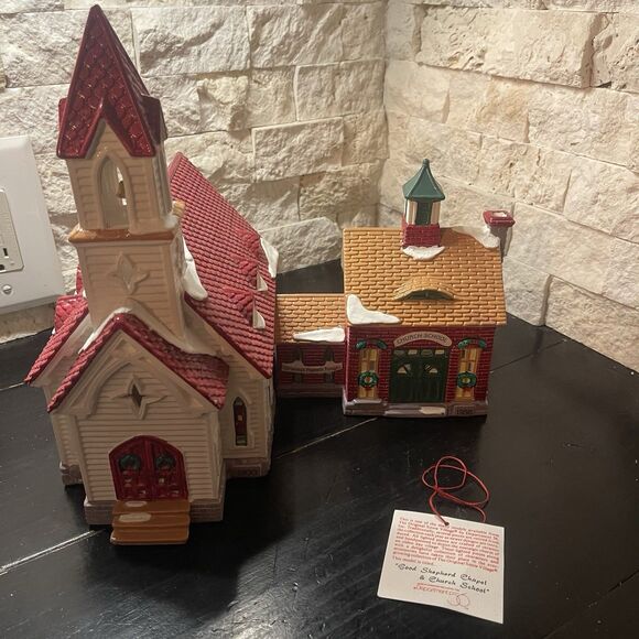 Dept 56 Snow Village Good Shepherd Chapel & Church School #54240 Vintage 1992 - Picture 1 of 10